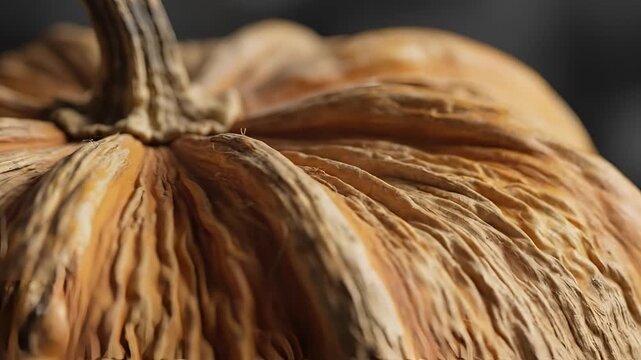 Closeup Macro Shot of a Withered Pumpkin Surface Texture.