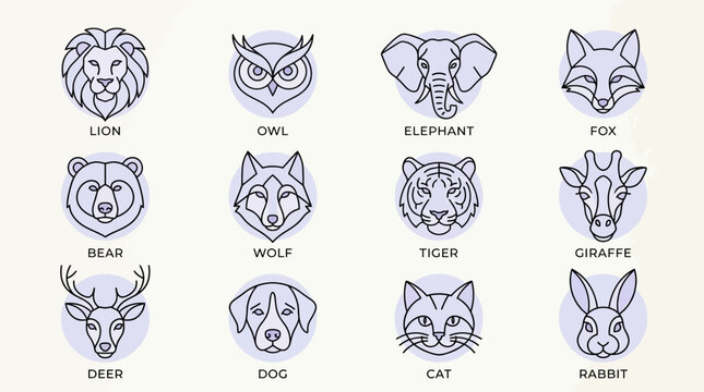 Collection of various animal faces.