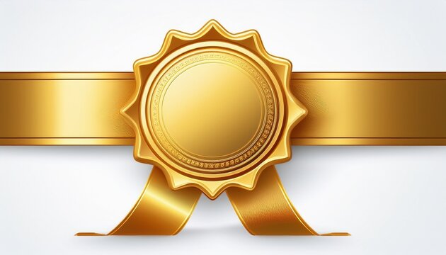 golden seal with gold ribbons isolated on white background gold seal ribbon award certificate luxury emblem