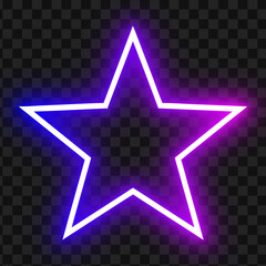 Neon glowing purple star outline vector element on transparent background © Tapan