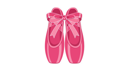 Pink ballet slippers with bows, flat vector illustration © mainstock