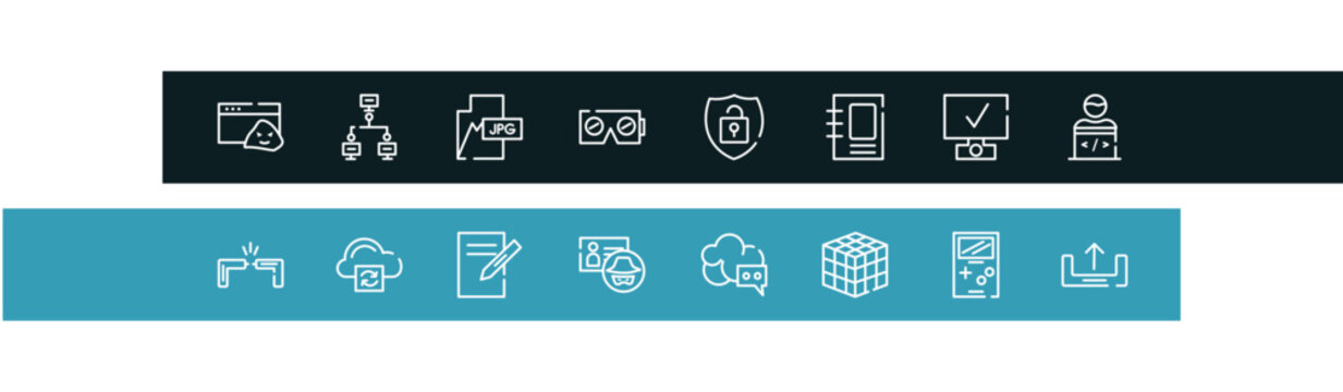 big data outline icon set featuring rootkit, local network, jpg, virtual reality icons.