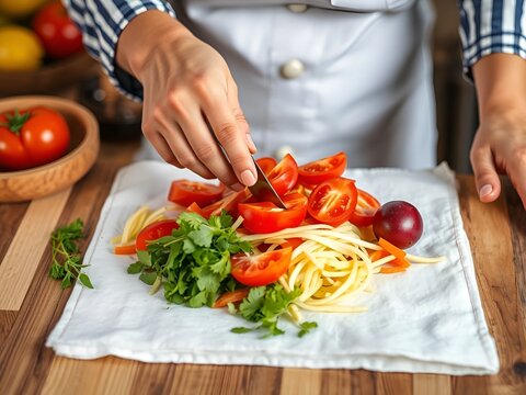 chef cutting vegetables