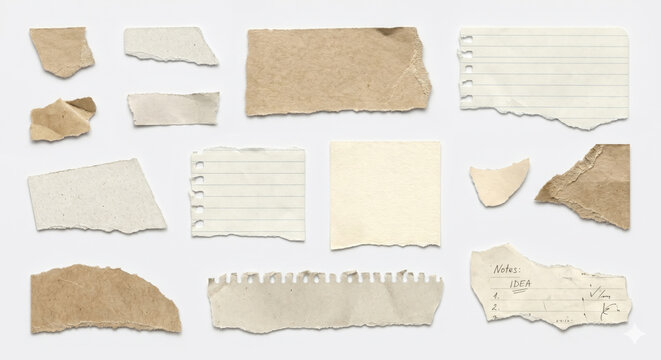 Torn Paper Set Kraft Cardboard Ripped Notebook Sheets Scrapbook Collection