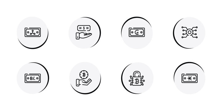 crowdfunding outline icon set featuring rudder, optimization, sport clothes, video card icons.