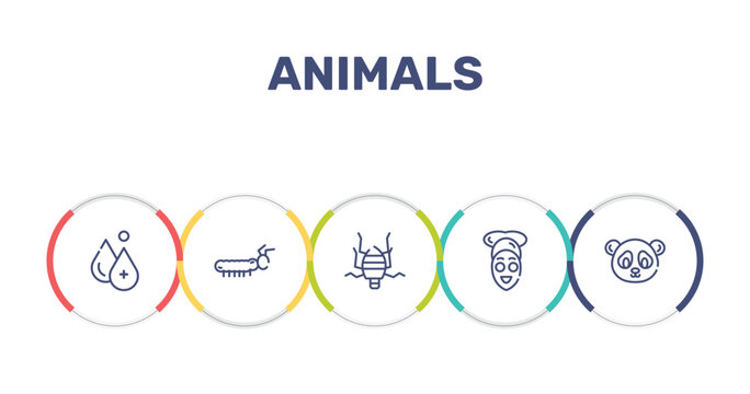 animals outline icon set featuring hydrotherapy, caterpillar, bedbug, facial treatment icons.