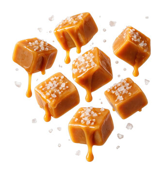 PNG Salted caramel cubes dripping