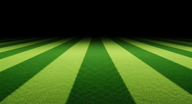 Lush green grass field with dramatic perspective and shadow play