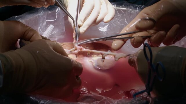 Close Up Liver Surgery Procedure &ndash; Surgeons Performing Organ Transplant Operation