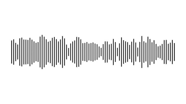 black audio waveform spectrum moving animation on white background. Sound wave pattern audio visual waveform. Motion graphics of music bar concept