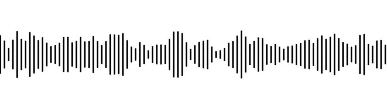 black audio waveform spectrum moving animation on white background. Sound wave pattern audio visual waveform. Motion graphics of music bar concept