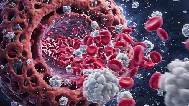  Human Bone Marrow Blood Cell Production Hematopoiesis Stem Cell Medicine Anatomy Hematology 3D Cinematic Video