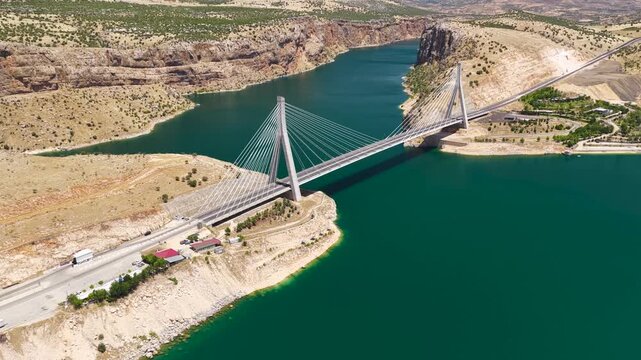 Aerial Video of Euphrates River With Jet Ski Group Adventure