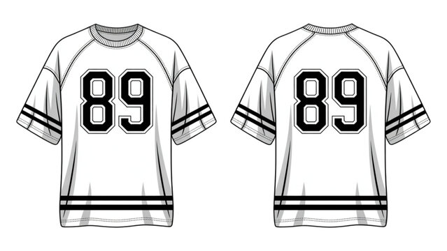 Two identical football jerseys with number 89 displayed on front Vector