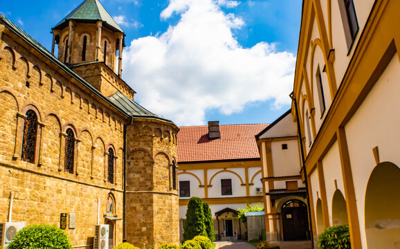 Privina glava monastery, a Serb Orthodox monastery on the Fru&scaron;ka Gora mountain in northern Serbia, the Church and the bell tower of the Holy Archangels Michael and Gabriel