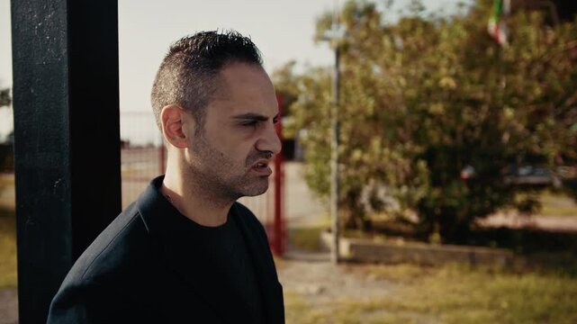 criminal man with an angry expression