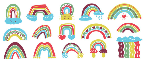 Obraz premium Rainbow Set Doodle Collection