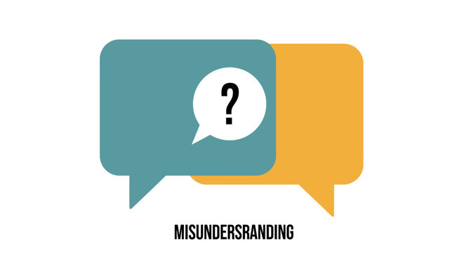 Misunderstanding concept with speech bubbles.