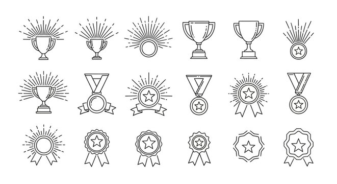 Collection of award icons and symbols.