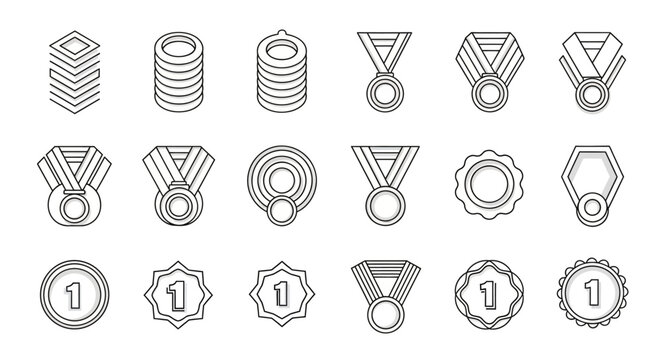 Collection of various award icons and medals.