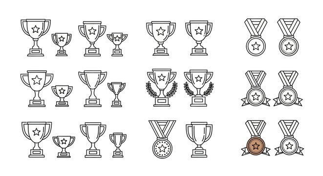 Collection of various trophy and medal icons.