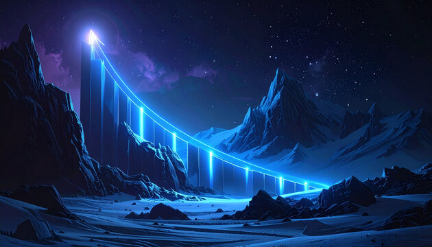 Abstract glowing pathway ascent