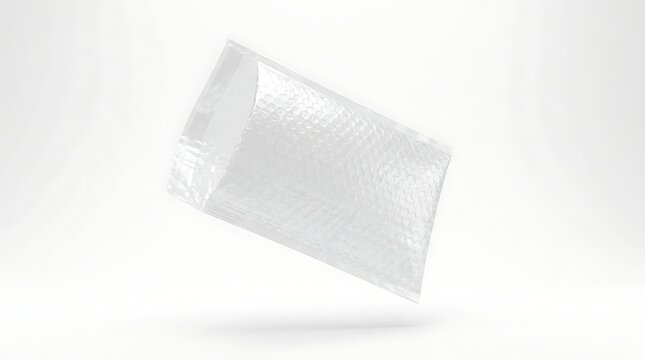 Isolated clear bubble wrap envelope pouch for shipping fragile items packaging protection logistics postal delivery supply