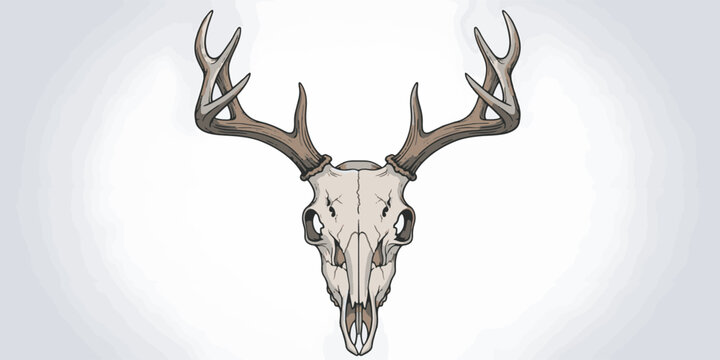 Deer Skull with Large Antlers Closeup.