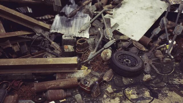 Rusty pipes and broken machinery create a fascinating scene of neglect. Layers of dust and forgotten parts tell the story of a once busy workshop filled with activity.