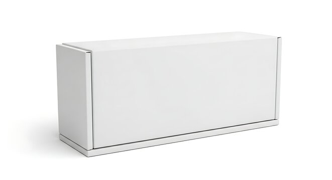 Isolated empty rectangular white box packaging for branding mockups with clean surfaces perfect for product display