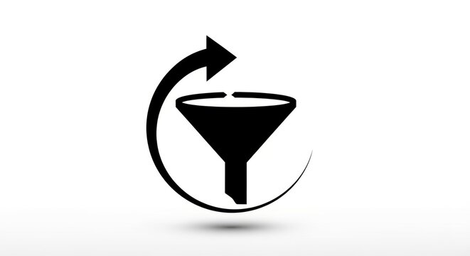 Black funnel icon with circular arrow indicating process or filtering.