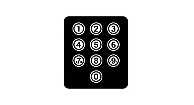 Black keypad with numbers 0 to 9 for security and access.