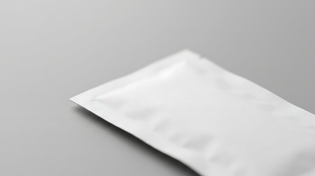 Isolated blank white sauce sachet mockup for food packaging branding design showing pouch texture and container shape