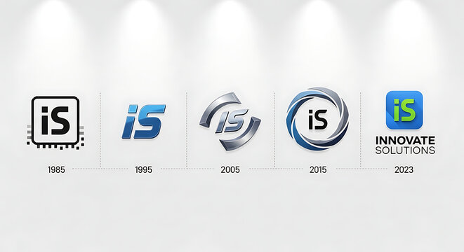Evolution of a Tech Company's Brand Identity From 1985 to 2023 showcasing logo design progression