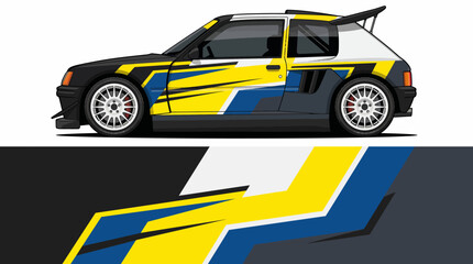 Yellow blue and black racing car. © IP STOCK