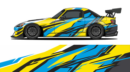 Yellow Blue and Black Racing Car. © IP STOCK