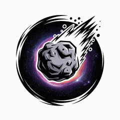 Gray Asteroid in Space Orbit. © biang
