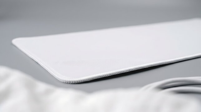 Blank white gaming mouse pad with textured surface for esports setup marketing mockup, surface texture, office accessory