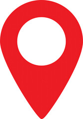 Red location pin icon with white center isolated on transparent background © Sobuj