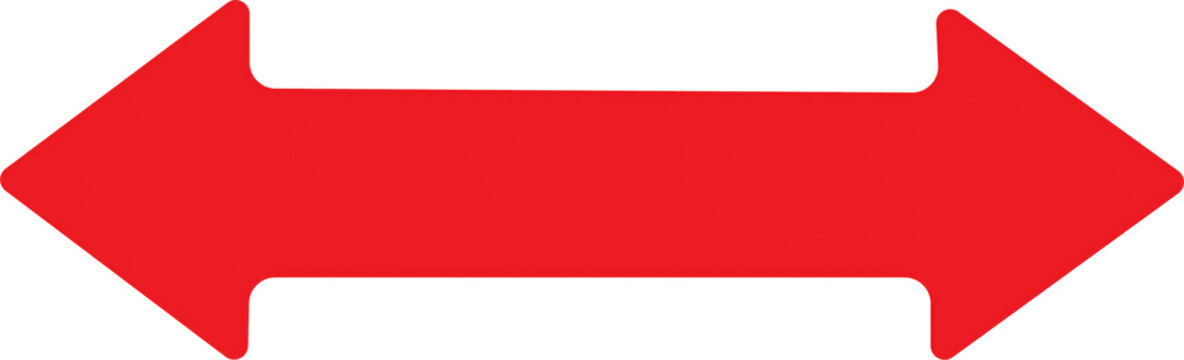 Red double ended arrow icon for directions isolated on transparent background
