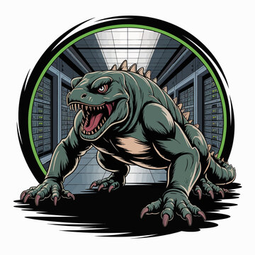 Tyrannosaurus Rex Dinosaur Cartoon Character.