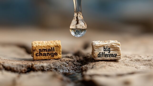 Water Drop Lands on Dry Earth Between Two Cards