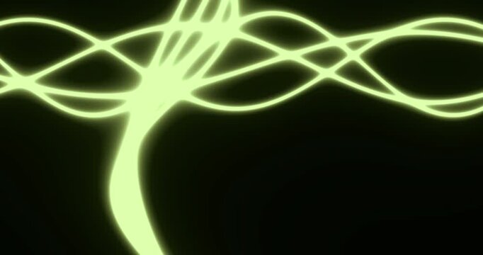 Abstract Glowing Neon Lines Moving on Black Background.