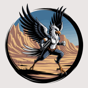 Eagle superhero in action pose flying.
