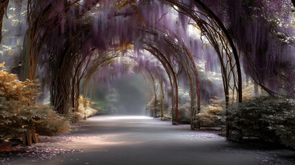Naklejka premium Wisteria Archway Garden Path