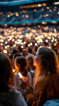 Crowd with Illuminated Lights