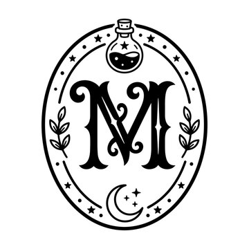 Moon and star letter monogram ornament