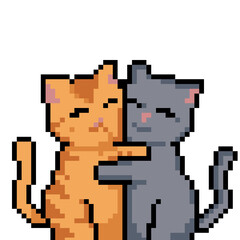 Fototapeta premium Emoticon PNG images, cute cat emoticons, cat character emoticons, hugging cat emoticons, loving each other, latest emoticons, cute emoticons, pixel art style emoticons