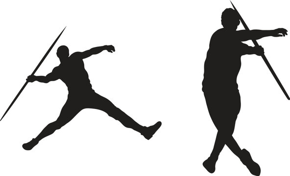 Javelin Throw Silhouette: Dynamic silhouettes capture the athletic power and grace of two javelin throwers in mid-action, showcasing the intensity of this track and field event.
