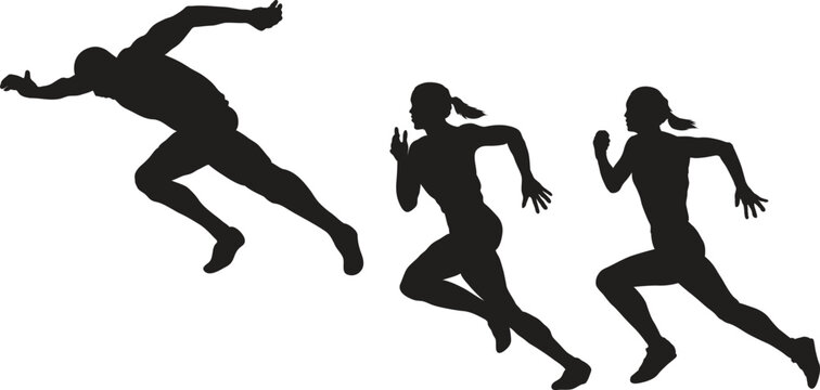Sprint Silhouette: Silhouettes of athletes in full sprint motion, capturing the dynamic energy and competitive spirit of track and field.